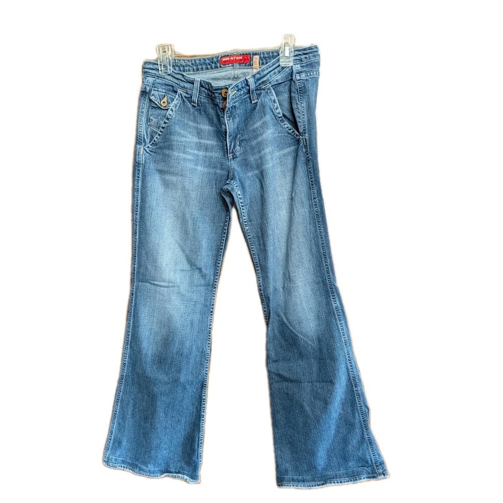 Big Star Jeans Women's Blue Cooper 31 R Boot Cut Wide Leg Flat Pocket Denim